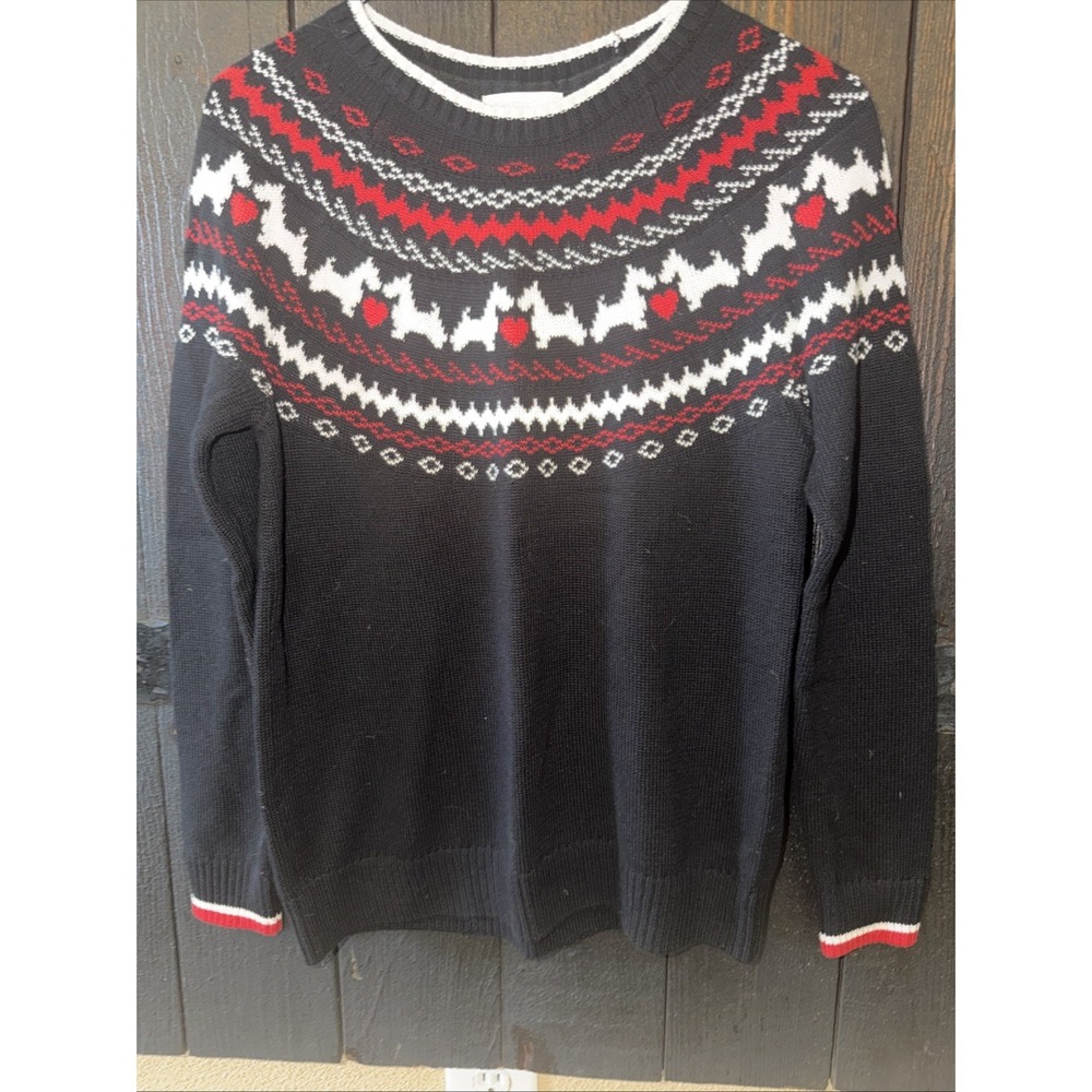 Charter Club Scotty Dog Sweater Preppy Y2k Womens Size Petite Small Hearts R